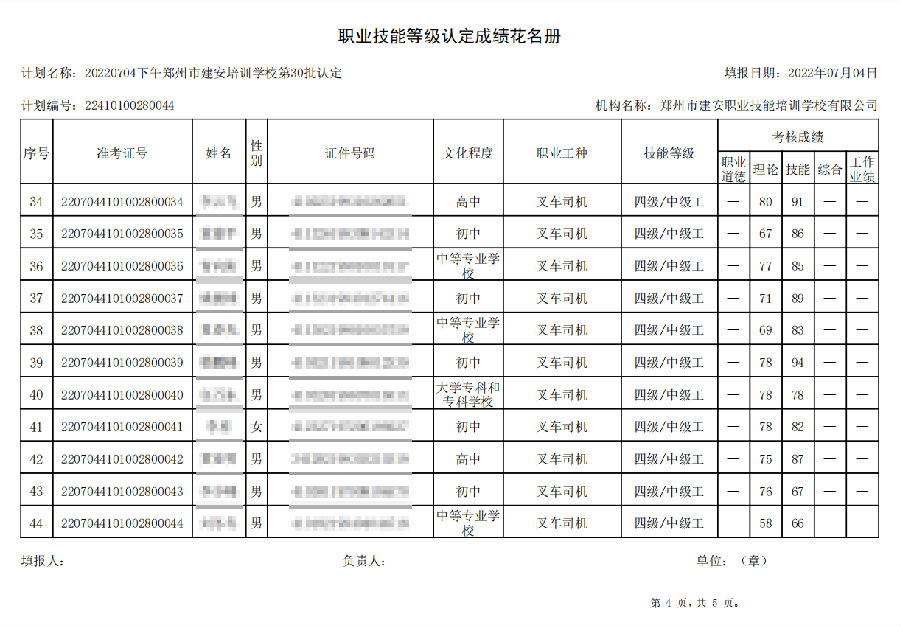建安职业æ€能培训学æ ?ç¬?0批职业技能等级认定è€试成绩公示